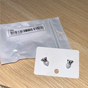 Silver Crowned Heart Studs